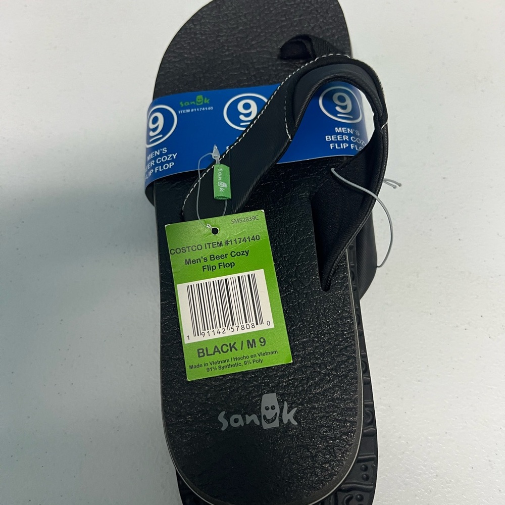 Sanuk Black Beer Cozy Flip Flops